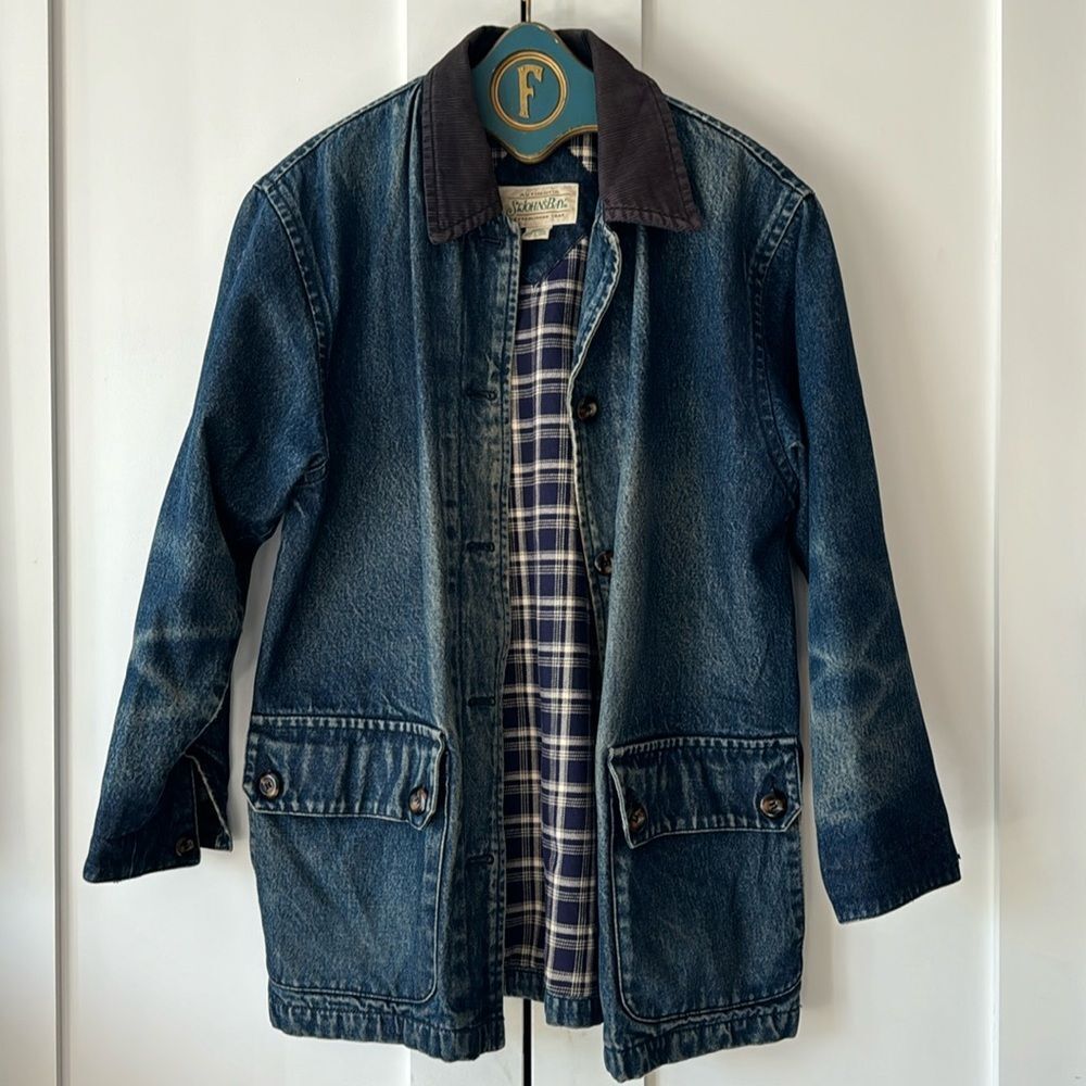 Vintage ST. JOHN'S BAY Blue Denim Barn Coat Chore Utility Jacket Women's